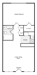  Floor Plan 1 Bed 635
