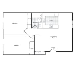  Floor Plan 2 Bed 640-750