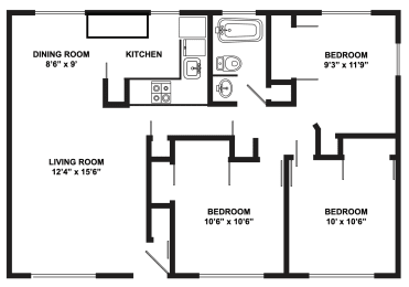 Bel Aire Court | Three Bedroom Two Bathroom 1,000 square feet