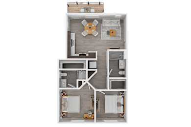 A top-down view of a house layout with a central courtyard.