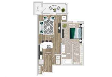 1 bed 1 bath D at Crabtree Lakeside Apartments, North Carolina, 27612