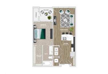 1 bed 1 bath E at Crabtree Lakeside Apartments, Raleigh, NC, 27612