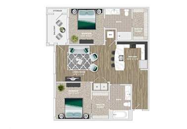 2 bed 2 bath E at Crabtree Lakeside Apartments, Raleigh