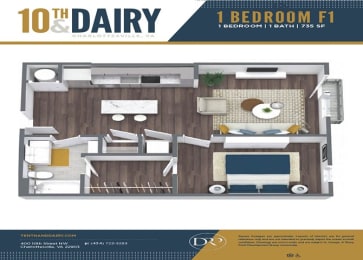 a sq ft floor plan with a bedroom and a living room