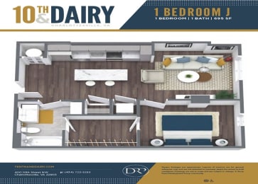 a 1 bedroom floor plan is shown in this image