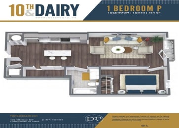 the floor plan of 1 bedroom