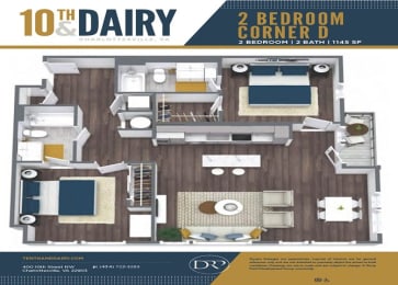 a 3d floor plan of a bedroom apartment
