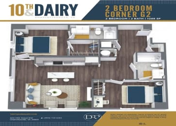 a 3d floor plan of a bedroom 2100 sq ft