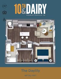 A floor plan of a 10th Dairy apartment in Charlottesville, VA.
