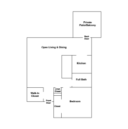  Floor Plan 1 Bedroom 1 Bath (1dS)