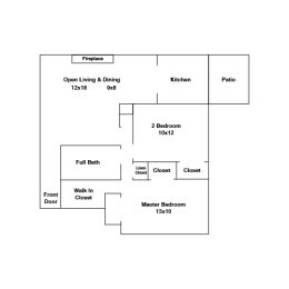  Floor Plan 2 Bedroom 1 Bath (2gS)
