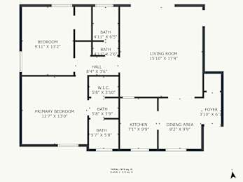 A black and white image of a floor plan for a home.