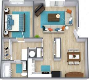 a floor plan of a house with a bedroom and a living room