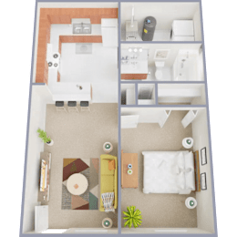  Floor Plan 1 Bed 1 Bath A