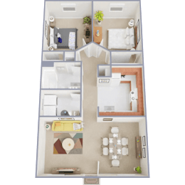  Floor Plan 2 Bed 1 Bath