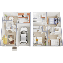  Floor Plan 3 Bed 1.5 Bath With Garage