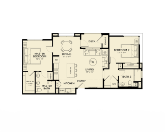 2bed 2 bath floor plan at Luma at El Corazon Apartments, California
