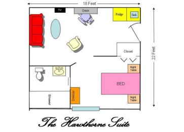 The Hawthorne Suite Floor Plan at Savannah Court of Brandon, Florida