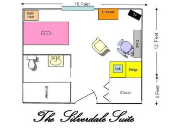 The Silverdale Suite Floor Plan at Savannah Court of Brandon, Brandon, FL, 33510