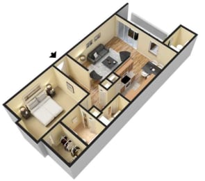 a floor plan of a home with a bedroom and a living room