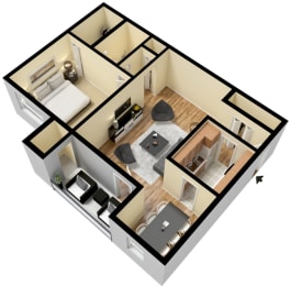  Floor Plan 1 Bedroom 1 Bathroom Terrace