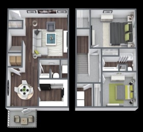 the layouts of two floor plans of a bedroom and living room are shown
