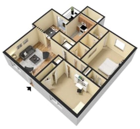 a floor plan of a home with a bedroom and a living room