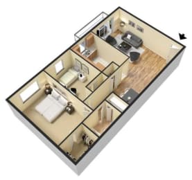  Floor Plan 2 Bedroom 1 Bathroom - Classic