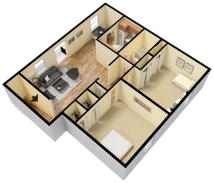  Floor Plan 2 Bed 1 Bath