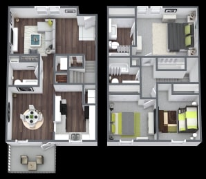 the suite floor plan  1 bedroom with 2 baths