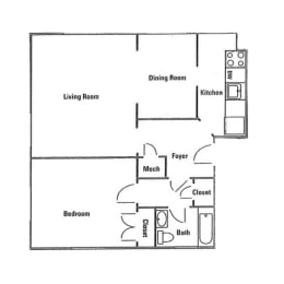 a floor plan of a living room and a dining room