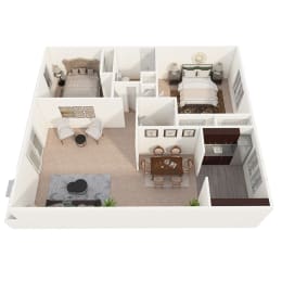 a floor plan of a house with a bedroom and a living room