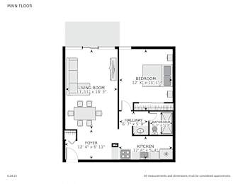 1 Bedroom Floorplan at Lakeridge Terrace Apartments, Colorado