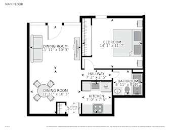 1 Bed 1 Bath Floorplan at Lakeridge Terrace Apartments, Denver, CO, 80227