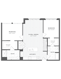 B4 Floor Plan at The Audubon New Haven, Connecticut, 06511