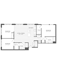 A black and white image of a house floor plan.
