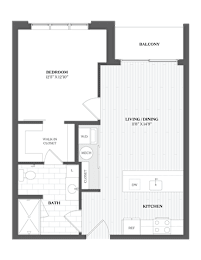 1Bed1BathA1 Floor Plan at The Audubon New Haven, New Haven, CT, 06511