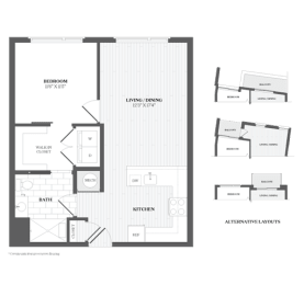 1 Bed 1Bath A11a Floor Plan at The Audubon New Haven, New Haven, CT