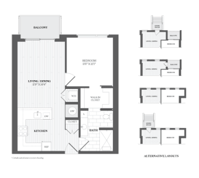 1 Bed 1Bath A1M Floor Plan at The Audubon New Haven, Connecticut, 06511