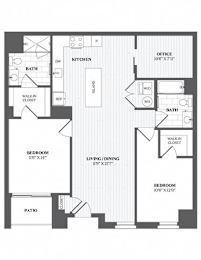 2 Bed 2 Bath Den Floor Plan at The Audubon New Haven, New Haven