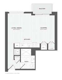 StudioS3M Floor Plan at The Audubon New Haven, New Haven