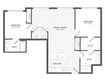 A black and white image of a floor plan for a house.