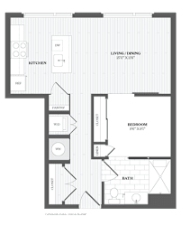 A floor plan of a house with a living room, kitchen, pantry, bedroom, and bathroom.