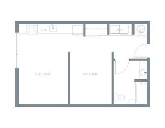 560 Sq. Ft. S1 Floor Plan at The Platform, Norwalk