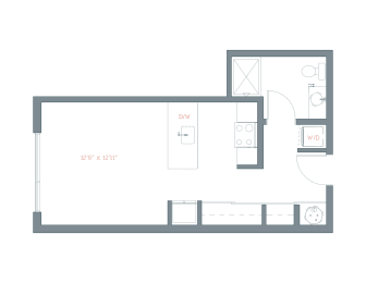 440 Sq. Ft. S4 Floor Plan at The Platform, Norwalk, CT, 06854