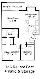 2 Bedroom Floor Plan at Inlet View Apartments, Silverdale, WA, 98383