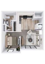 A bathroom with a toilet, sink, and mirror.