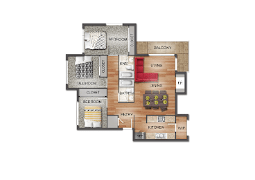 3 Bed 2 Bath Floor Plan at Brookstone, SeaTac, Washington