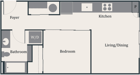 a floor plan of a house with a bedroom and a living room at Gage On Sixth, Tacoma, WA