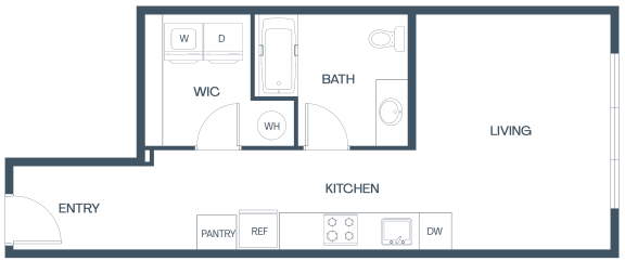 a floor plan of a small house with a kitchen and a living room at Baldwyn, Seattle